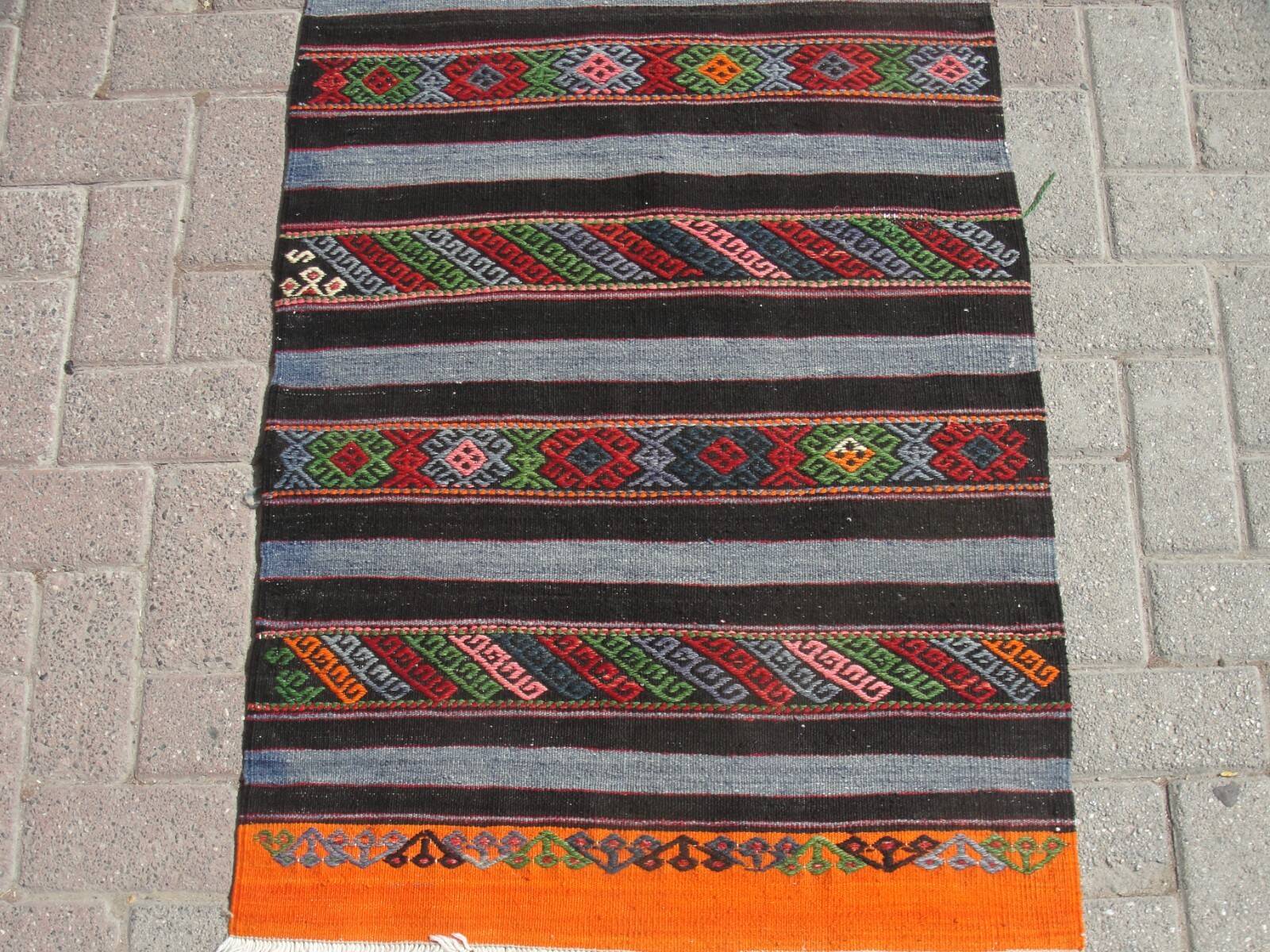 3x5 Anatolian Kilim rug - Geometric design Kilim handmade rugs