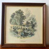 Set of 4 framed antique prints - 4 seasons