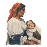 HST Beautiful maternity with sleeping child signed G. Gloria early XX °