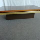 Vintage coffee table 70s wood and brass