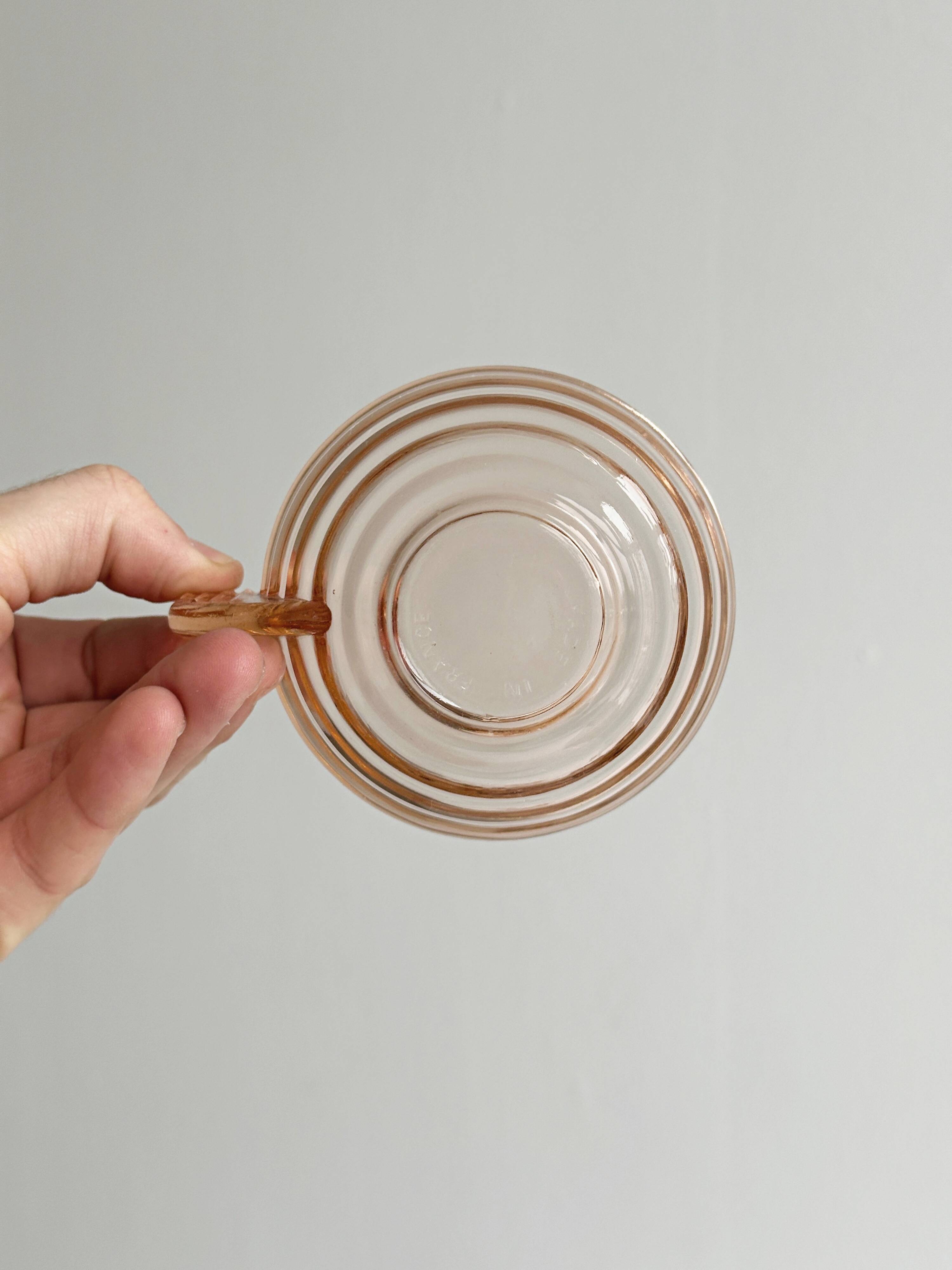 Thick old rose glass cups