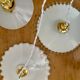 Three-light cascading pendant lamp with vintage white opaline lampshade