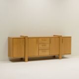 Large brutalist style oak sideboard, Belgium.