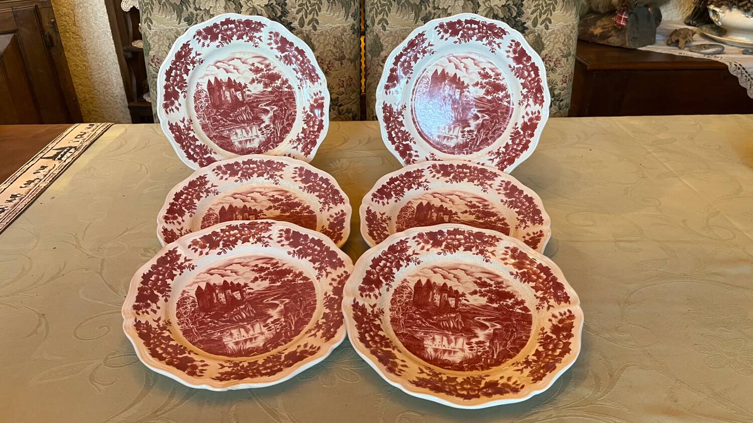 Set of 6 Sarreguemines Bristol flat plates