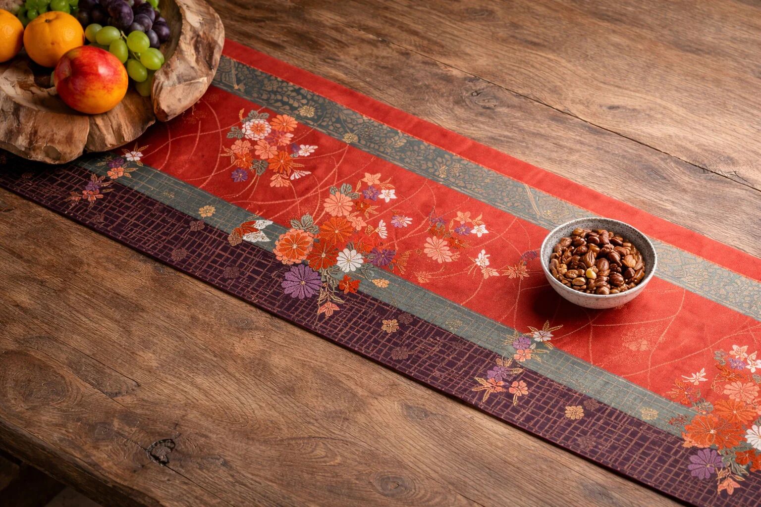 Imperial Garden Japanese silk table runner
