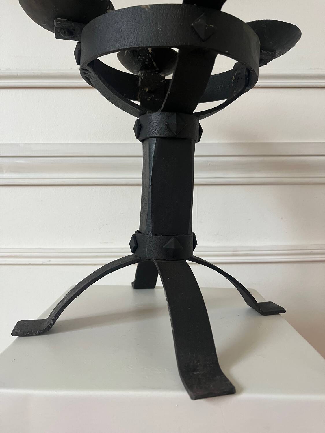 Brutalist wrought iron chandelier antique