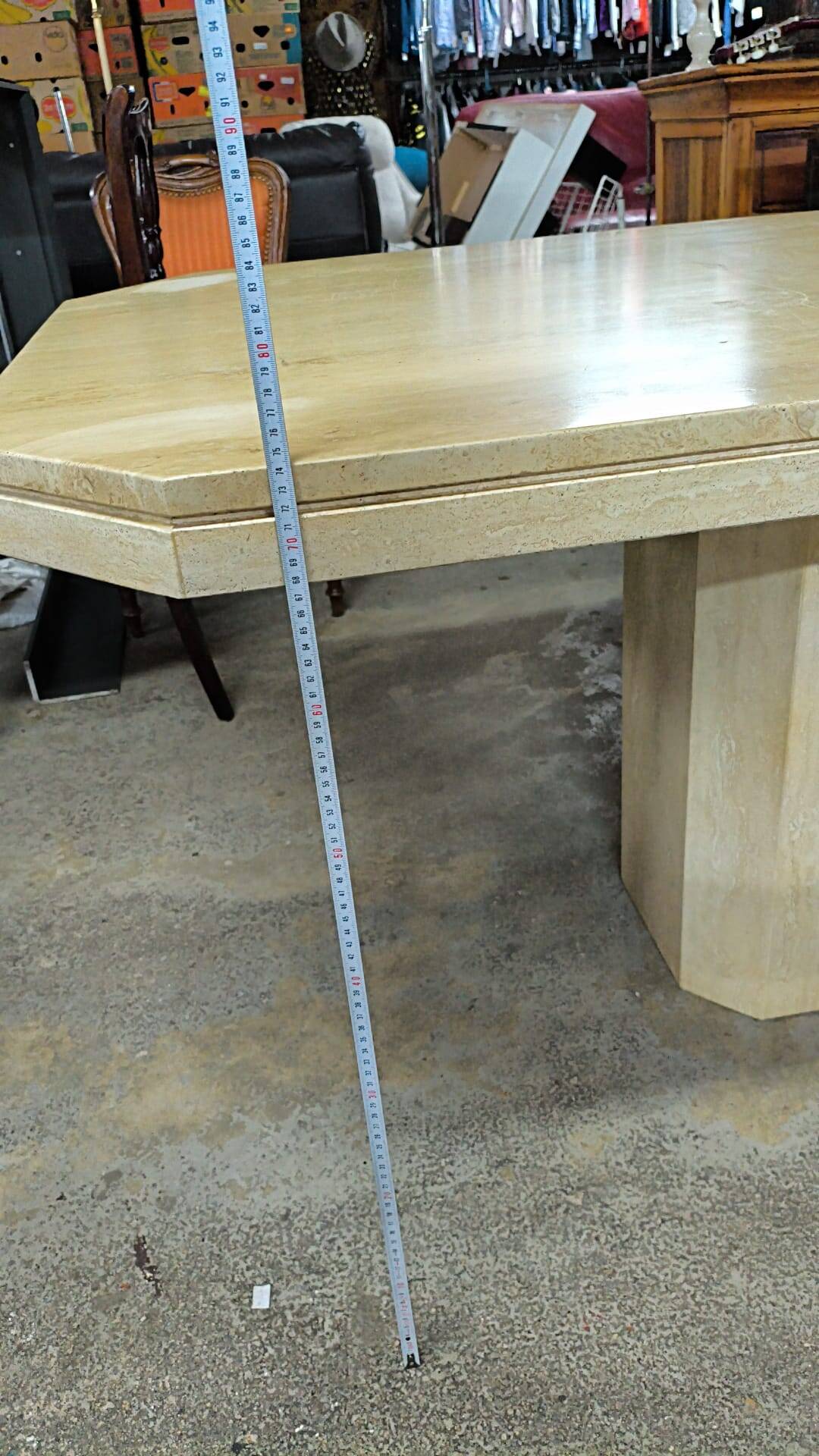 Vintage octagonal dining table travertine 1970s/1980s