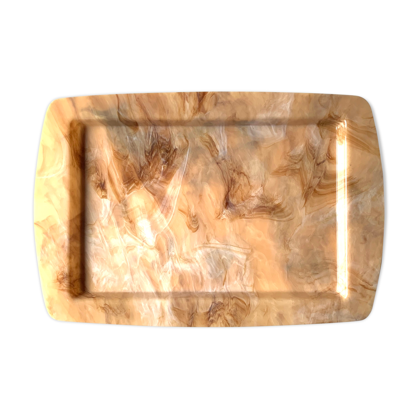 Marble-style rectangular plastic Maplic tray, 1960s