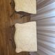 Pair of Louis XV style bedside tables with marquetry and marble top