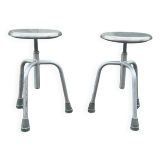 Set of adjustable Danish industrial metal stools, 1968