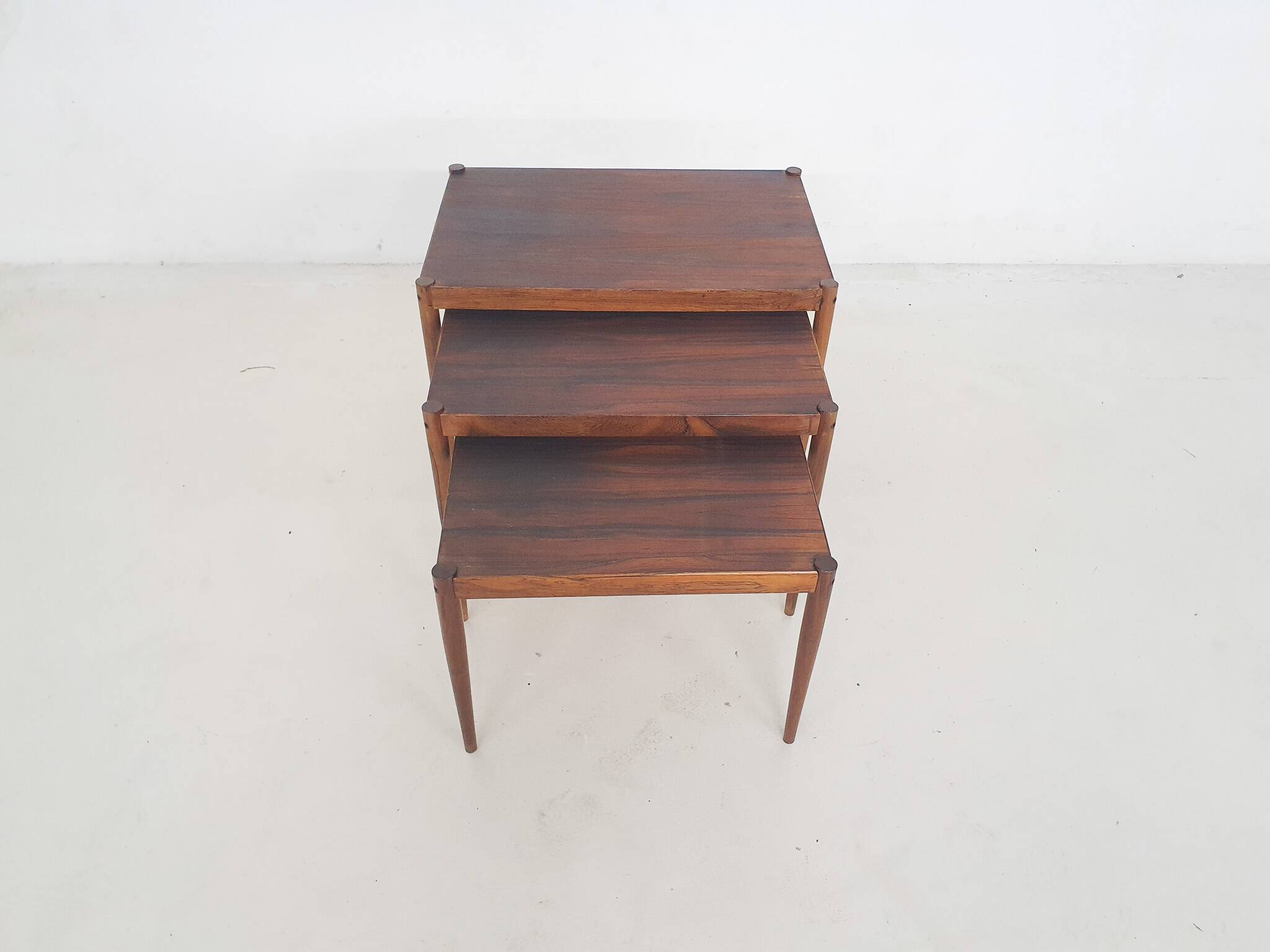 Mid-century wooden nesting tables, The Netherlands 1950's