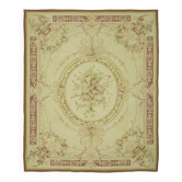 Handmade European Vintage Aubusson Kilim 237 cm x 290 cm