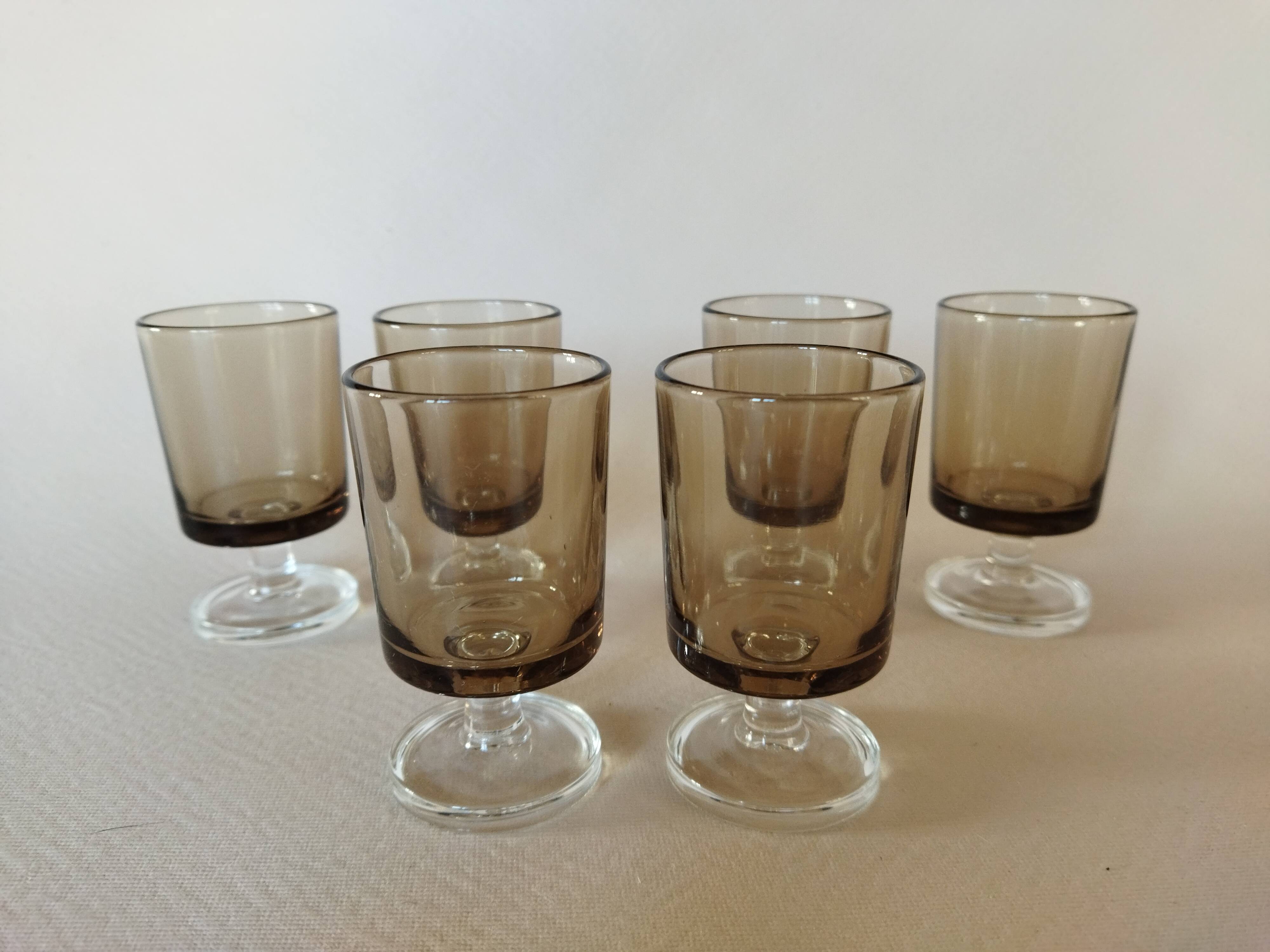 6 verres à liqueur Luminarc Suède / Cavalier fumé