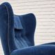 Années 1960, fauteuil relax danois à dossier haut, état d'origine, meuble en velours bleu.