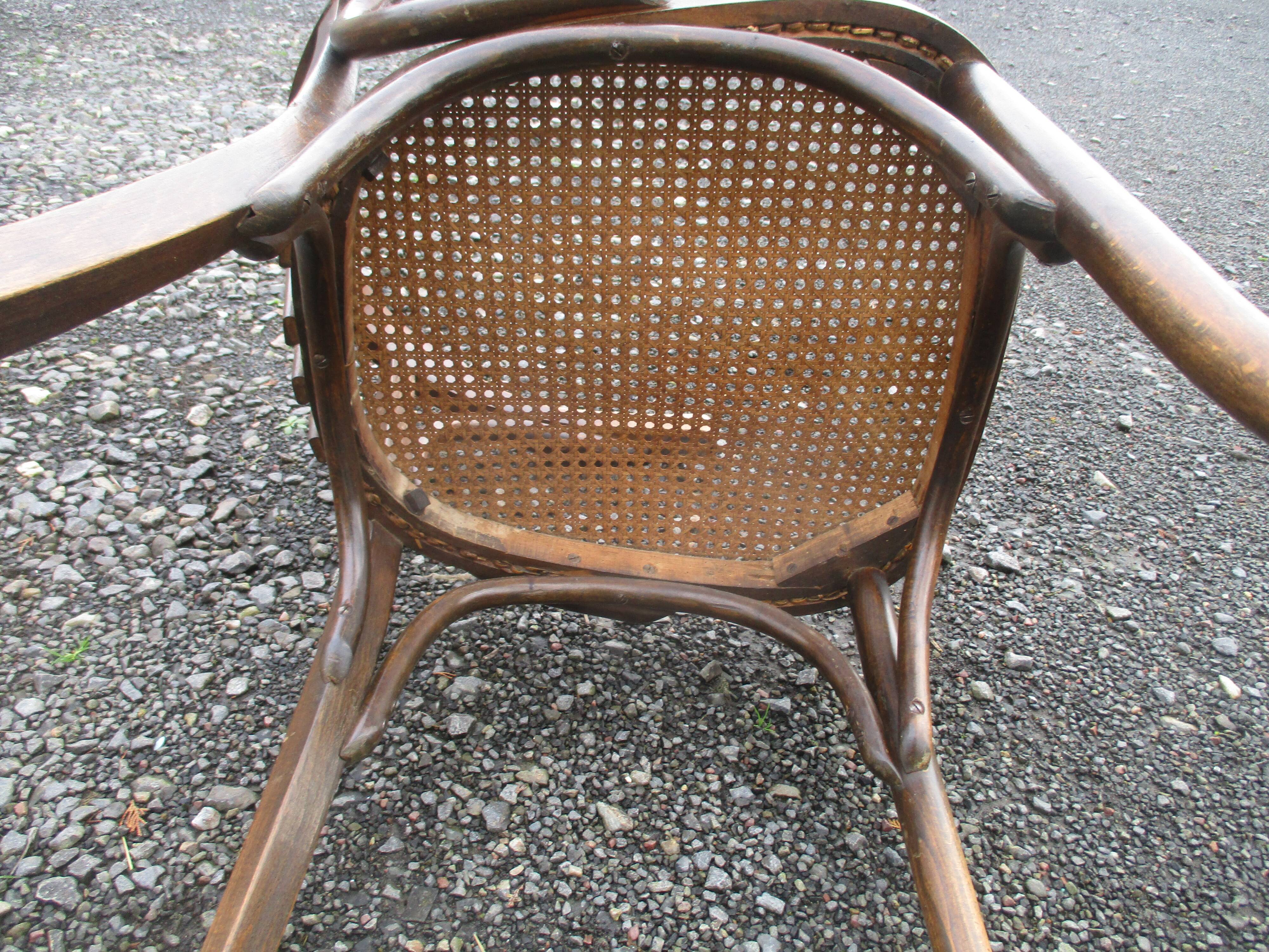 Canned bentwood armchair