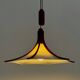 Mid-century teak pendant lamp from Domus with linen shade