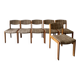 Set of 6 mid-century chairs in honey wood and tweed, 1970 design by dlg Regain.