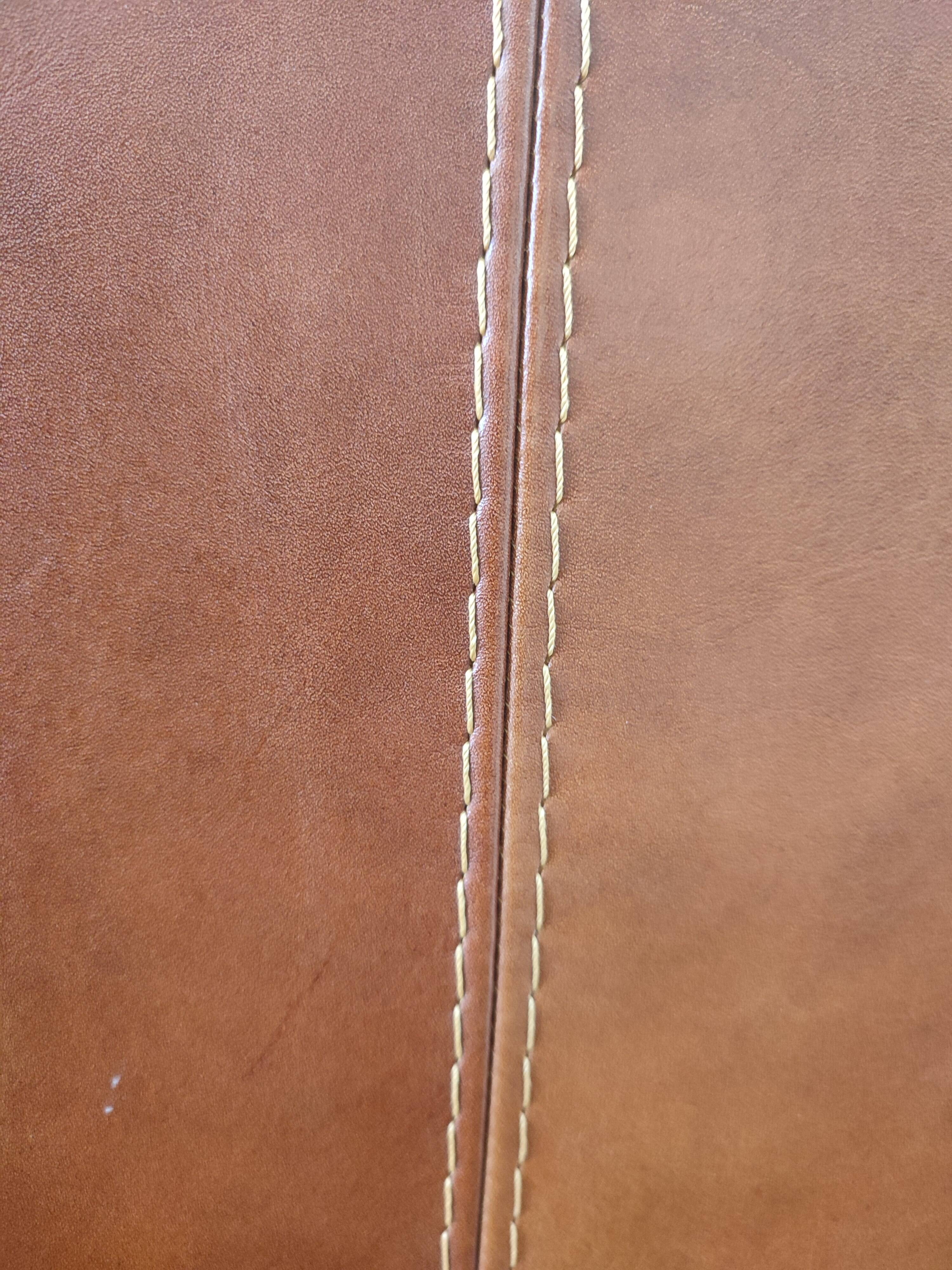 High-end brown genuine leather club armchair