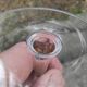 14cl Nancy Houillon crystal wine glass, amber lined, floral frieze