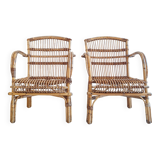Pair of antique rattan armchairs