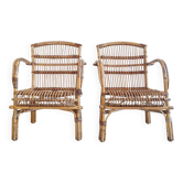 Paire de fauteuils anciens en rotin