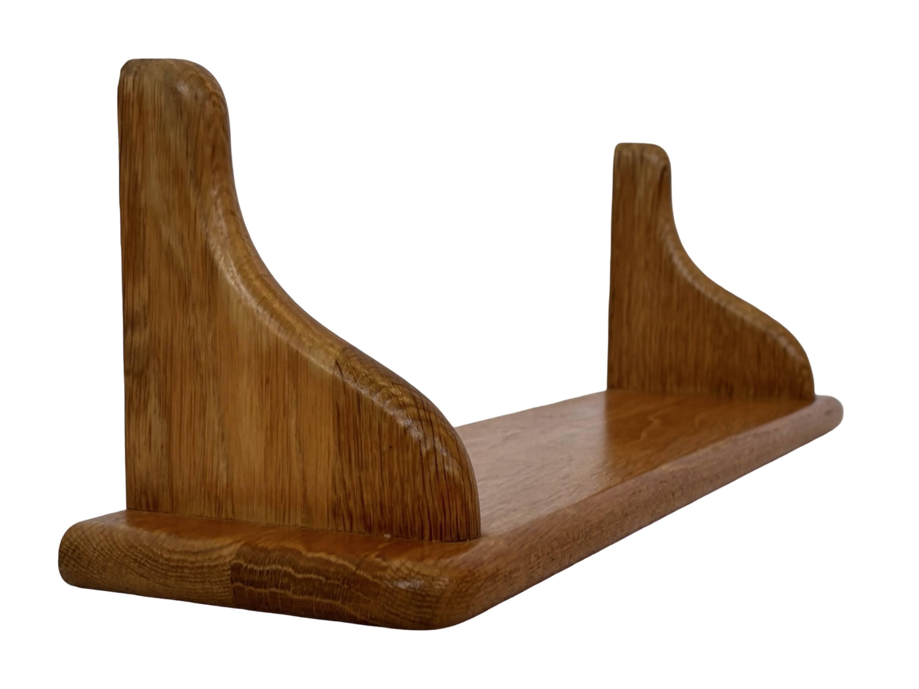 Vintage book shelf wall rack 1970s wood minimalist design