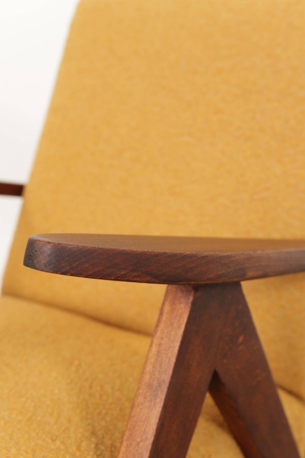 Vintage armchair, mustard yellow, curly zigzag pattern, set of 2