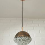 1/4 Vintage glass pendant light / brutalist copper bar lamps  MCM 1970s
