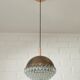 1/4 Vintage glass pendant light / brutalist copper bar lamps  MCM 1970s