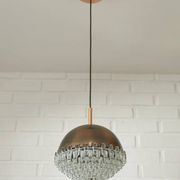 1/4 Vintage glass pendant light / brutalist copper bar lamps  MCM 1970s