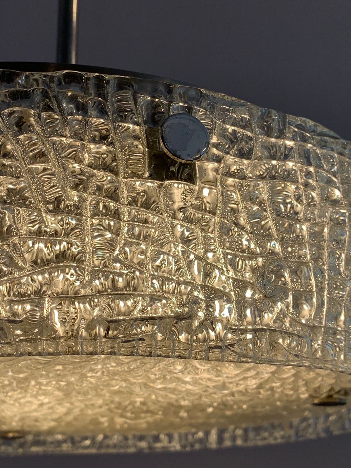 Suspension en verre texturé du Kaiser Leuchten allemand, années 1960