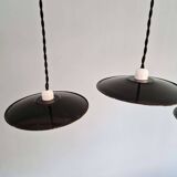 Ensemble de 4 suspensions industrielles en tôle émaillée noire et blanche