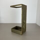 Hollywood Regency Solid 7.5kg Brass Brutalist Floral Umbrella Stand, Italy 1970s