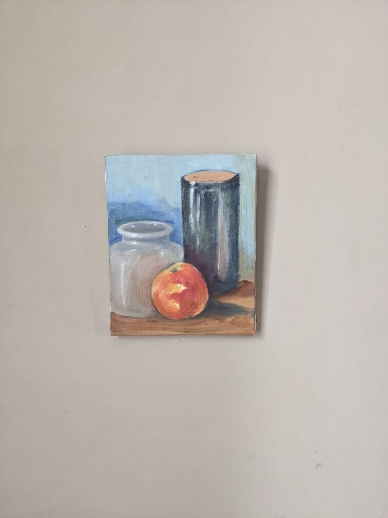 Contemporary acrylic painting on canvas still life countryside decoration