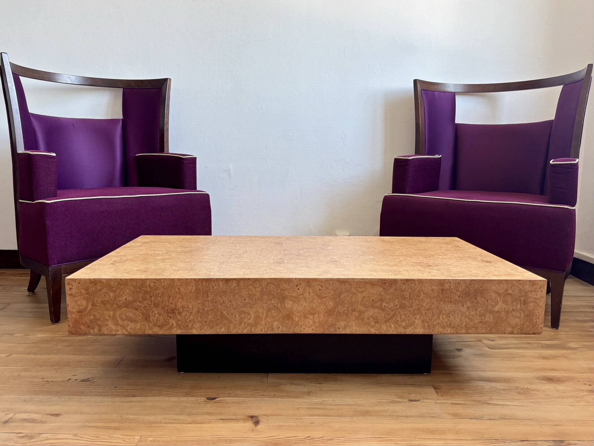 Vintage elm burl coffee table
