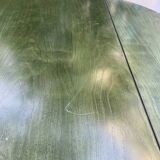Large vintage oval drop leaf table in green lacquered bamboo rattan 158/106