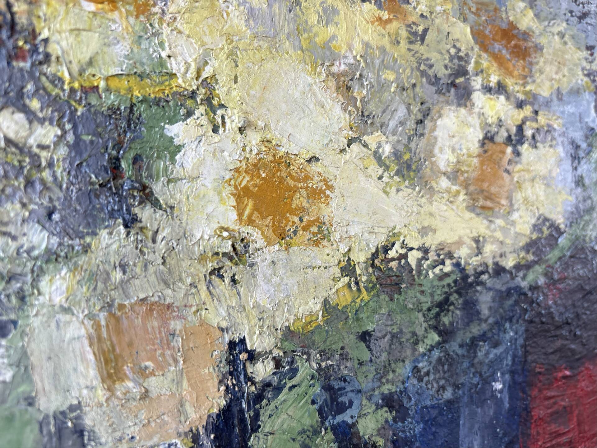 Signed painting by Idka Cohen, oil on canvas, still life with flowers, year