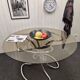 Chrome and smoked glass table.