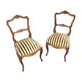 Pair of wooden chairs in Louis XV style Dufin 19th century stamp
