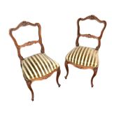 Pair of wooden chairs in Louis XV style Dufin 19th century stamp