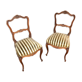 Pair of wooden chairs in Louis XV style Dufin 19th century stamp