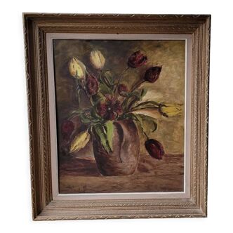 Oil on wood, Tulips