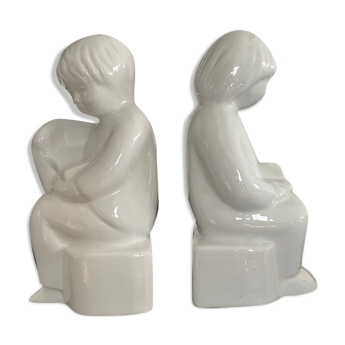 Pair of vintage porcelain bookends