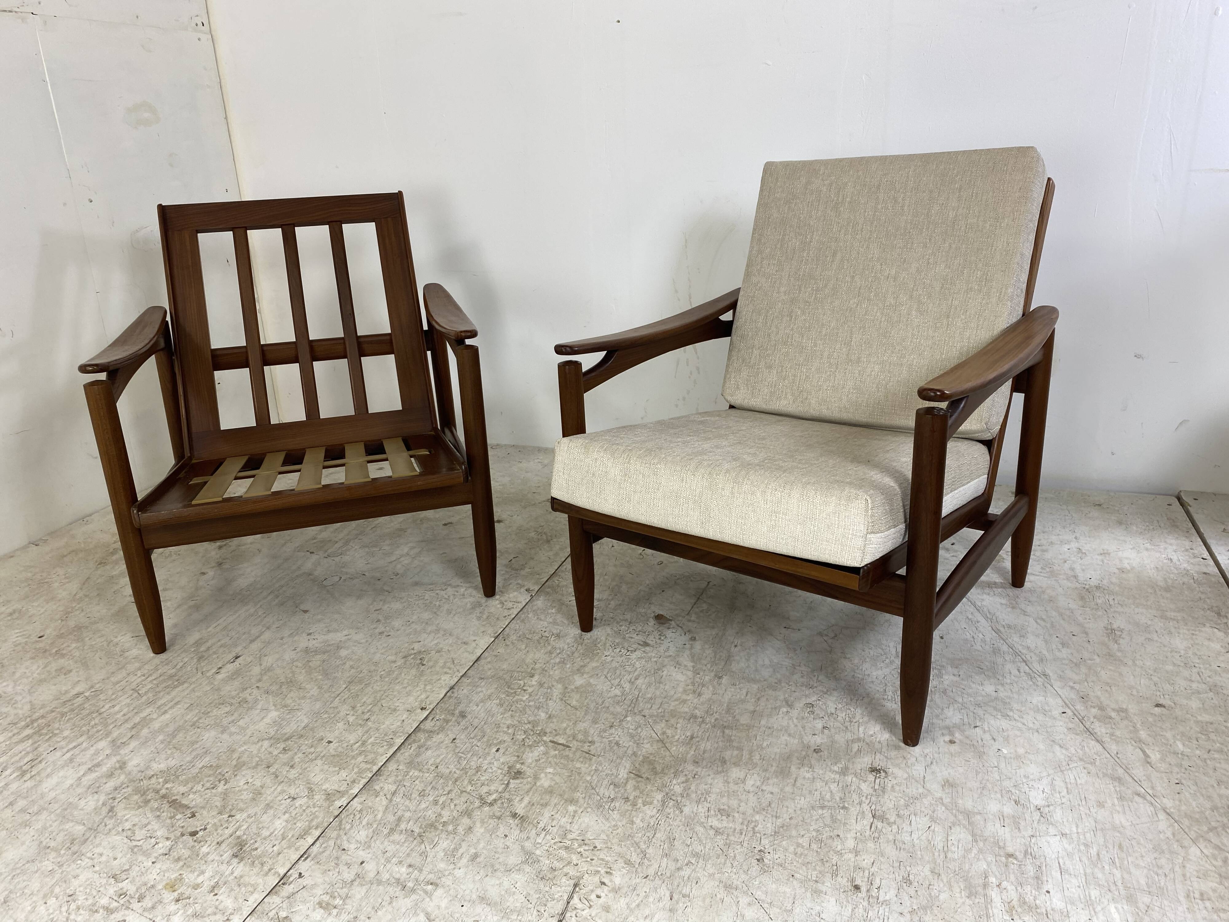 Vintage Danish Style Teak Mid-Century Set of 2 Chairs, 1950s