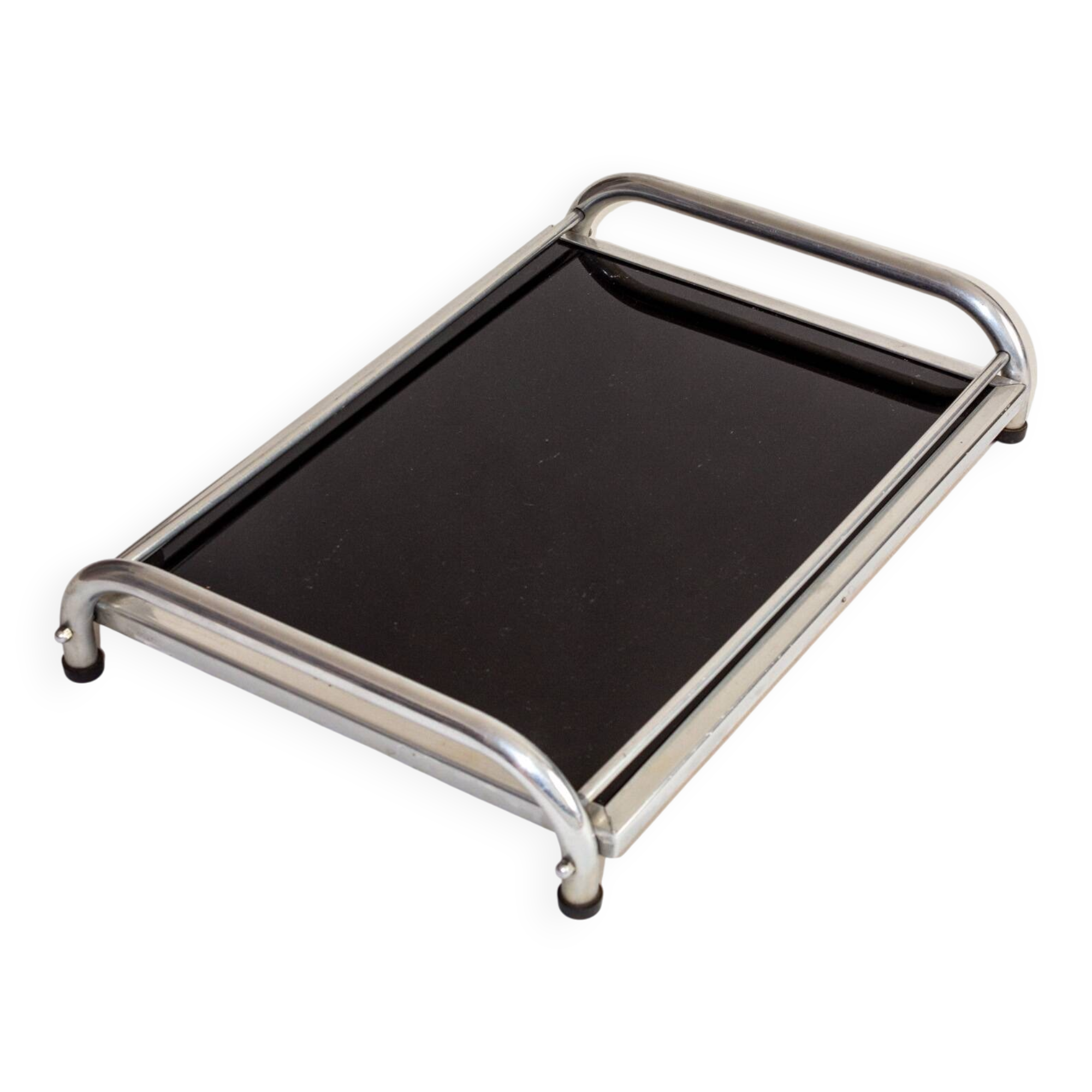 Aluminum and glass tray, Italy, 1950s/1960s