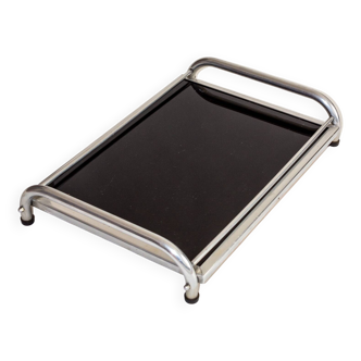 Plateau en aluminium et verre, Italie, Années 50/60