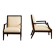 Pair of Art Deco armchairs — black lacquered wood and zebra leather - mid-century