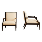 Paire de fauteuils Art Déco — bois laqué noir et cuir zèbre - mid-century