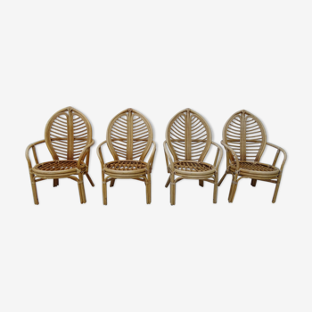 Series of 4 rattan armchairs