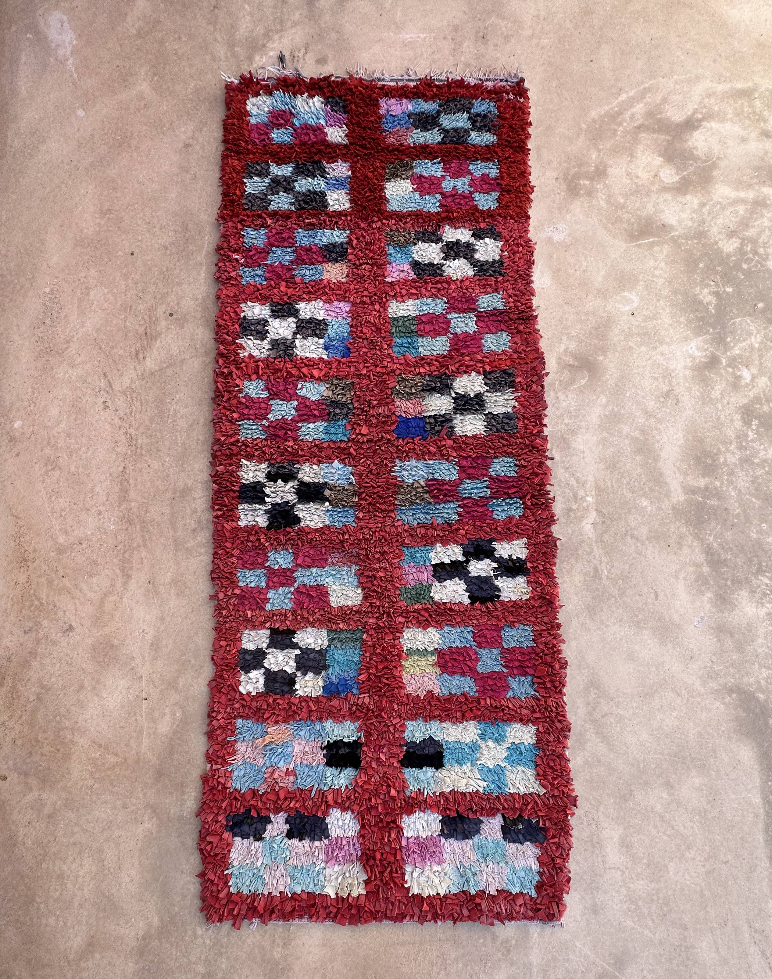 Colorful Boucherouite Moroccan rug - 93 x 245 cm